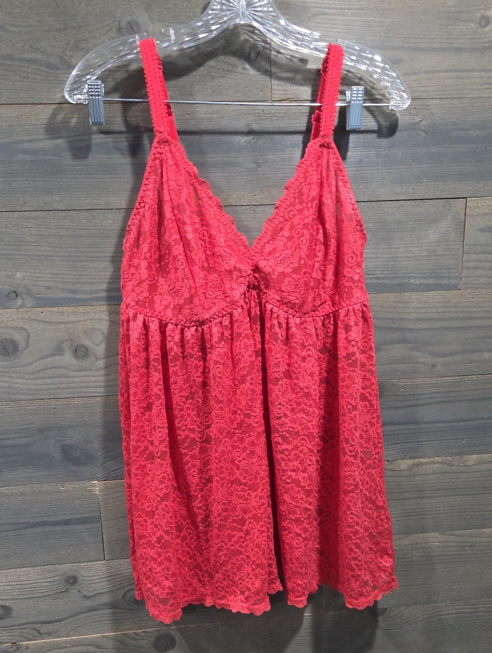 Lace V-Neck Pink Babydoll Chemise - Women's Intimates